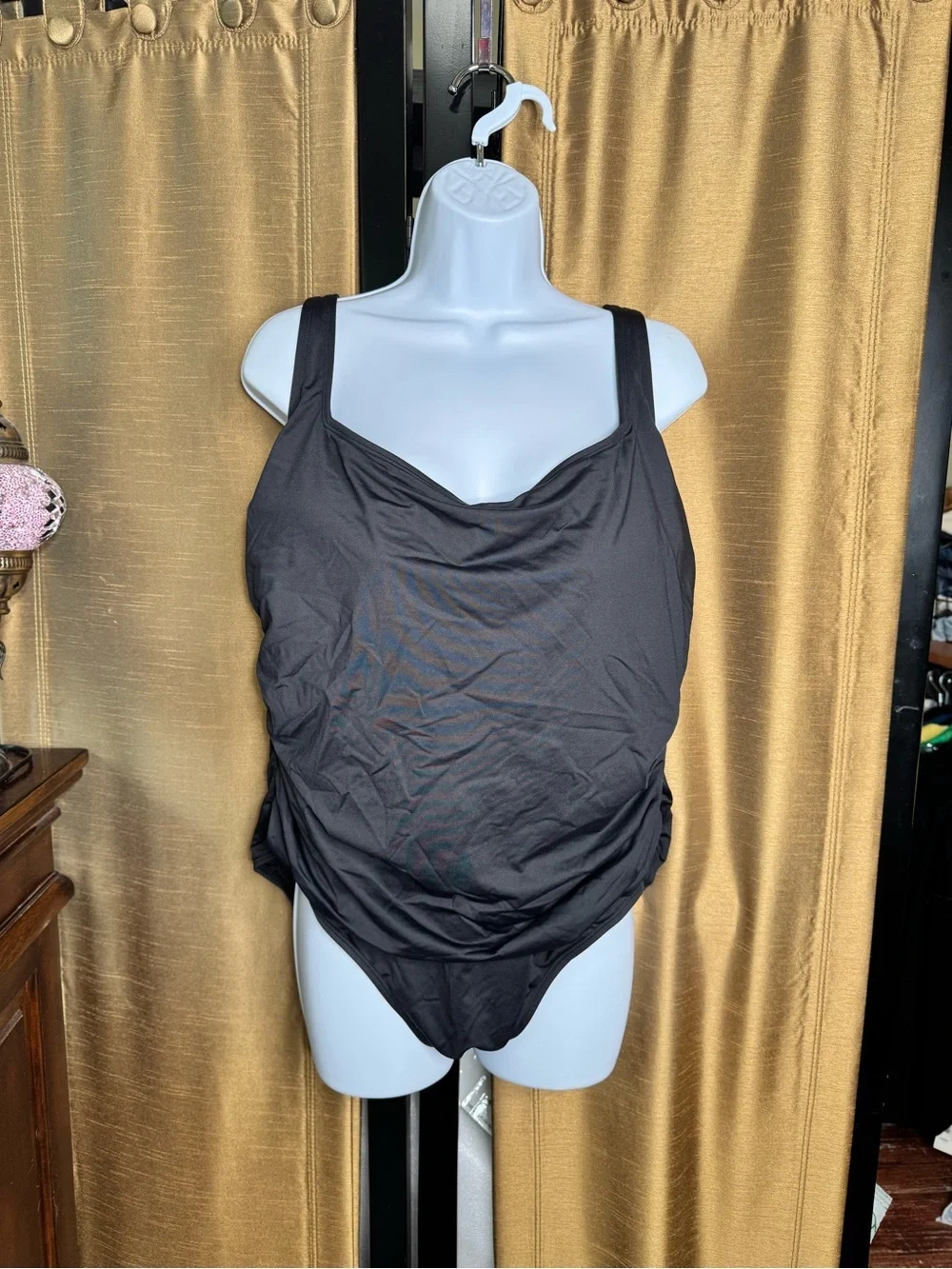 Anne Cole Black One Piece Swimsuit with Ruching - Picture 7 of 7